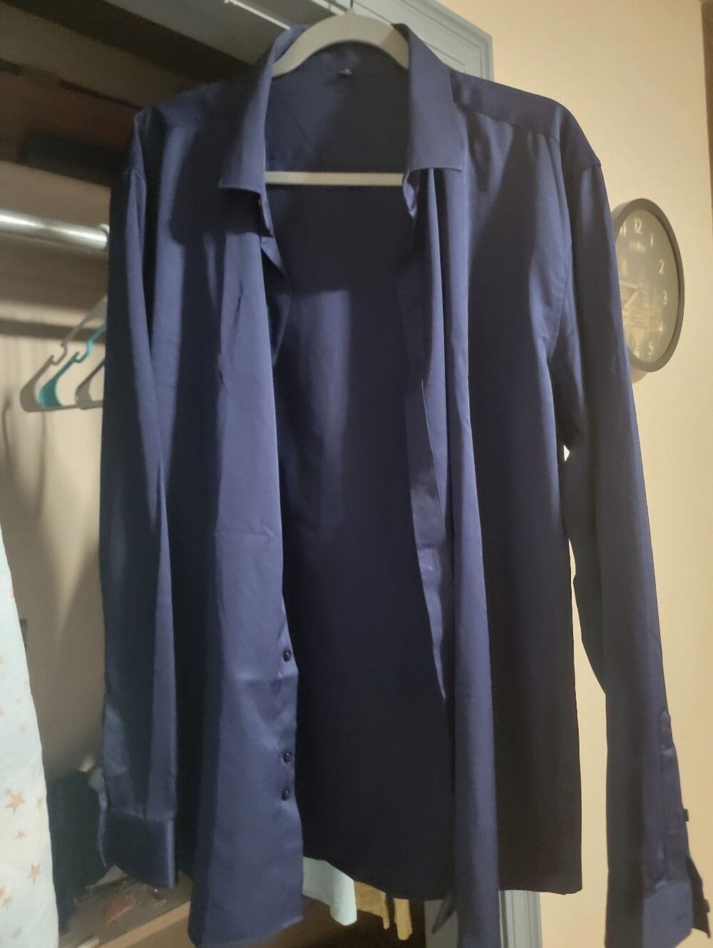 Classic Mens Navy Button-Up Shirt